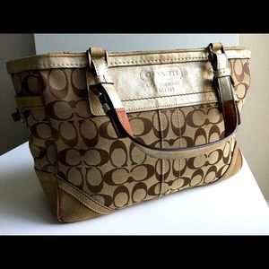 Coach Bag with Gold Leather Details